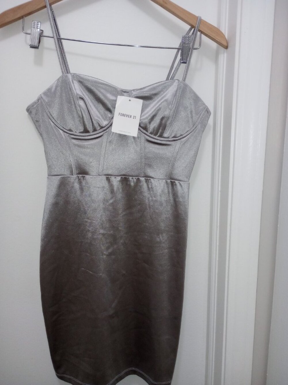Forever 21 Silver Bodycon Corset Women Dress size M